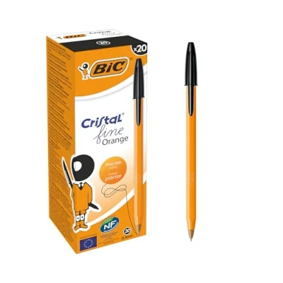 Abbildung von BIC Kugelschreiber Orange fine/ 20 Kulis in Schwarz Strichstärke 0,35 mm fein Dokumentenecht