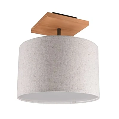 Abbildung von Trio Leuchten Deckenleuchte Elmau 602100130, Metall Nickel antik/Holzdekor, Stoffschirm weiß, exkl. 1x E27