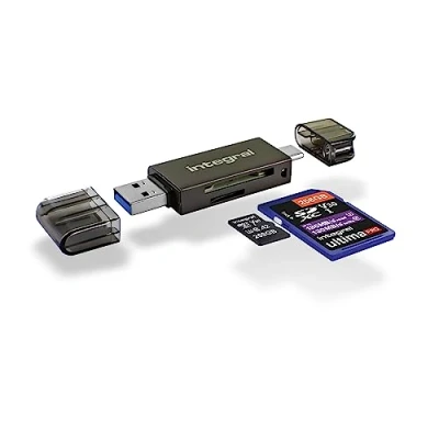 Abbildung von Integral SD und Micro Kartenleser, bis zu 180 MB/s Übertragungsgeschwindigkeit, USB 3.0 / C OTG Dual Slot Memory Card Adapter für UHS 1, SD, microSDHC, microSDXC, SDHC, SDXC