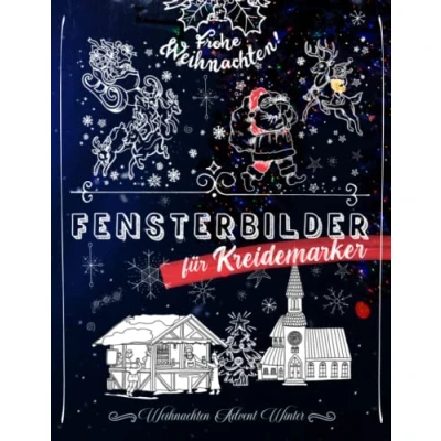 Abbildung von Fensterbilder für Kreidemarker Weihnachten Advent Winter Frohe Fensterdeko: XXXL Wiederverwendbare Window Color Vorlagen Weihnachtsdeko
