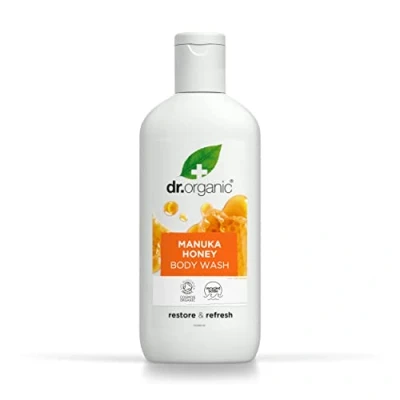 Abbildung von Dr Organic Manuka Honig Körperwaschgel, Duschgel, Trockene Haut, Für Männer und Frauen, Natürlich, Vegetarisch, Tierversuchsfrei, Paraben &amp; SLS frei, Zertifiziert Bio, 250ml