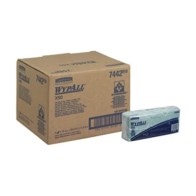 Abbildung von WypAll X50 Farbcodierte Reinigungstücher 7442 Grün 6 Packungen x 50 mit Interfold Faltung (insges. 300)