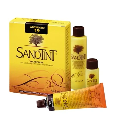 Abbildung von Sanotint Haarfarbe Nr. 19 &quot;Weißblond&quot; 1x 125 ml Naturnahe Mit wertvollen pflanzlichen Wirkstoffen Goldhirse, Traubenblätterextrakt, Olivenextrakt und Birkenextrakt