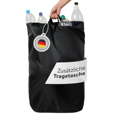 Abbildung von Blumtal Pfandflaschen Sammelbehälter 100L Tasche für Bambus Organizer Behälter Leergut mit Loch Schwarz