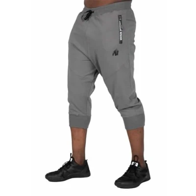 Abbildung von Gorilla Wear Knoxville 3 4 Sweatpants Grau Jogginghose Absolute Bewegungsfreiheit zum Sport Bodybuildung mit Logo leicht und bequem, S Schwarz
