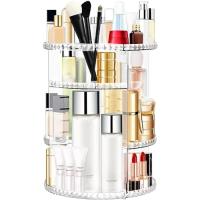 Abbildung von Withosent Make Up Organizer, 360 Drehbar Schminktisch Kosmetik, Parfüm Aufbewahrung,Skincare Beauty Schminke Kosmetikbox zubehör für Dresser Schlafzimmer Badezimmer, Transparent