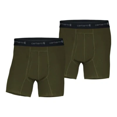 Abbildung von Carhartt Herren Boxershorts aus Baumwollmischgewebe, 12,7 cm, 2er Pack Retroshorts, Burnt Olive, Large