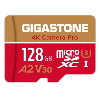 Abbildung von [5 Jahre kostenlose Datenwiederherstellung] GIGASTONE 128GB Micro SD Speicherkarte, 4K Kamera Pro, bis zu 100/50 MB/s, für Gopro insta360 DJI, A2 V30