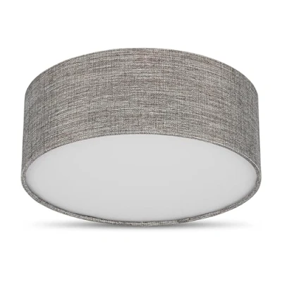 Abbildung von REV Deckenleuchte Deckenlampe rund 30cm mit Stoff Lampenschirm im Vintage Look ideal für Schlafzimmer &amp; Wohnzimmer, braun silber