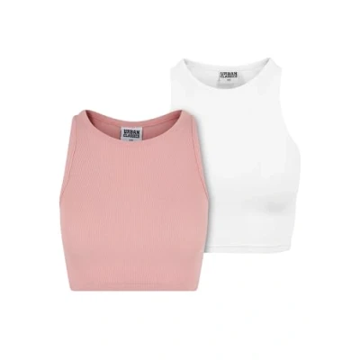 Abbildung von Urban Classics Cropped 2PACK Top, Damen, Größe: XS, Lemonadepink white