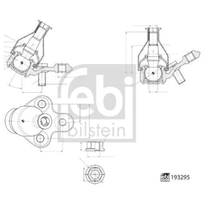 Abbildung von FEBI BILSTEIN 193295 Traggelenk Vorderachse links, rechts mit Kronenmutter für Querlenker