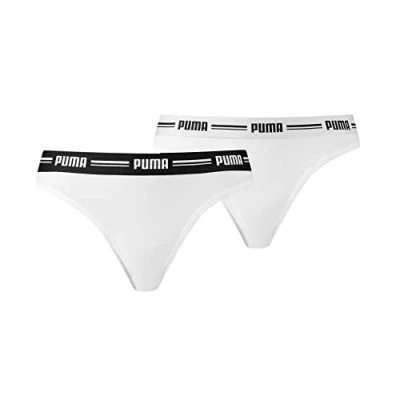 Abbildung von Puma Damen Iconic Women&#039;s String (2 Pack) Thong Panties, White White, S EU