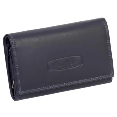 Abbildung von Ledershop24 RFID Damen Leder Geldbörse Portemonnaie Geldbeutel Lang Dunkelblau Geschenkset + exklusiven Schlüsselanhänger