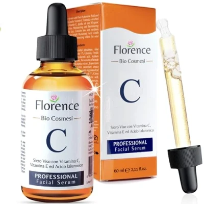 Abbildung von 60ml Bio Hyaluron Serum mit Vitamin C, E. Hochkonzentriert Anti Falten, Aging und Dunkle Flecken. Hyaluronsäure Gesichtsserum, ideal als Augenkonturcreme für Dermaroller. Vegane Naturkosmetik