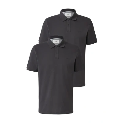 Abbildung von s.Oliver AUS PIQUÉ MIT LOGO IM Doppelpack Poloshirt, Herren, Größe: Small, Schiefergrau