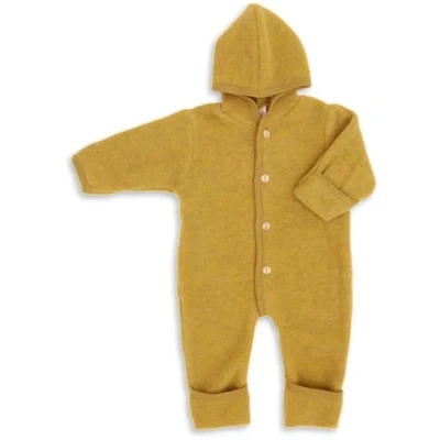 Abbildung von Engel Overall mit Kapuze, 100% Schurwolle Fleece, Natur, Gr. 50/56 86/92, 4 Farben (74/80, Safran melange)