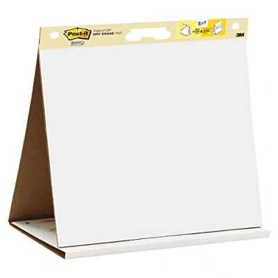 Abbildung von Post it Super Sticky Meeting Charts, Packung mit 1 Block, 20 Blättern, 584 mm x 508 mm, Farbe: Weiß Selbstklebendes Flipchartpapier für Brainstormings überall