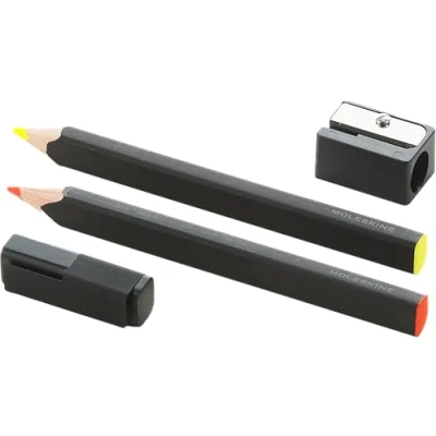 Abbildung von Moleskine SZ2974 Writing Collection, Holz Kollektion, Textmarker Bleistift Set gelbe und orange leuchtmine ,