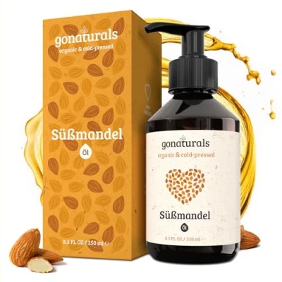 Abbildung von GoNaturals 100% reines Mandelöl 250ml Natürliches Haare, Gesicht, Körper, Bart, Nägel, Baby, Sweet Almond Oil