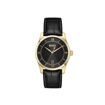 Abbildung von BOSS Principle Uhr black/goldcoloured, Herren, Größe: One Size, Black/gold/coloured