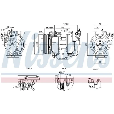 Abbildung von NISSENS 891016 Kompressor 5SEL12 12 PAG 46 YF R 134a PEUGEOT: 3008 I, 5008 Partner II Tepee, CITROËN: C4 Hatchback, Berlingo