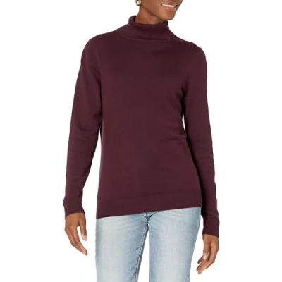 Abbildung von Amazon Essentials Damen Leichter, Langärmeliger Rollkragenpullover, Klassischer Schnitt (Erhältlich In Übergröße), Burgunderrot, S