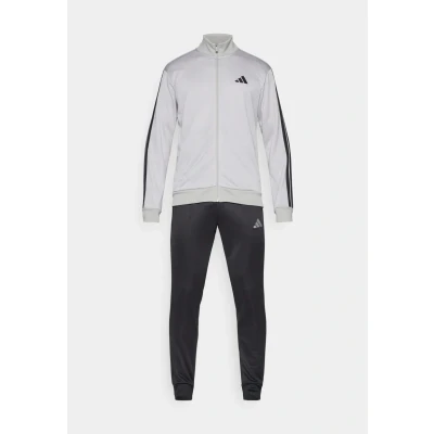 Abbildung von adidas Sportswear Basic Stripes SET Trainingsanzug, Herren, Größe: XXL, Medium grey heather/solid