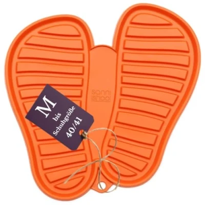 Abbildung von Sanni Shoo, Shoo.pad, Flexible, waschmaschinen Feste Schuh Abtropf Matte, Schuhablage, Schuhabtropfschale, und Schmutzfang Matte für Schuhe M (bis Schuhgrösse 41), orange
