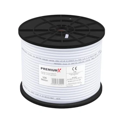 Abbildung von Premium X 100m Profi Koaxialkabel Kupfer 135dB 4 Fach SAT Antennenkabel Koax Kabel DVB S / S2 C T BK Anlagen Satellitenkabel