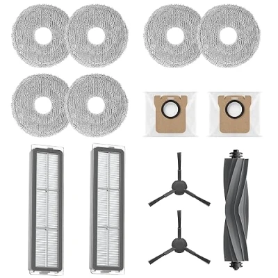 Abbildung von Dreame Zubehörset kompatibel mit L20 Ultra, 3 Paar Wischpads, 2 Staubboxfilter, 1 Hauptbürste, Seitenbürsten und Staubbeutel
