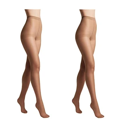 Abbildung von Conte elegant 2er Pack langlebige Damenstrumpfhose Halbmatt SOLO 20 DEN Damen Feinstrumpfhose Strumpfhose mit markiertem Höschenteil Einfarbig Farbe Natural Größe 2