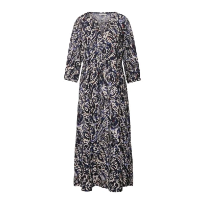 Abbildung von Street One Studio Gemustertes Volant Maxikleid, Damen, Größe: 42, Blau