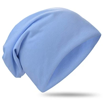 Abbildung von Unifarbe Jersey Slouch Beanie Long Mütze Unisex Herren Damen Trend (One Size, Babyblau)