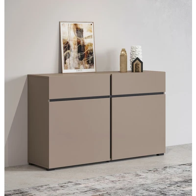 Abbildung von INOSIGN Sideboard »Cross,Breite 119,5 cm, moderne grifflose Kommode,2 Türen/2 Schubkästen« Schubladenschrank,Anrichte mit viel Stauraum, Einlegeböden verstellbar