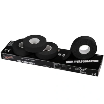 Abbildung von ALPIDEX 4 Rollen Sport Tape Set Fingertape 1,5 cm x 10 m Tapeverband Klettertape Weiß Schwarz Volleyball Handball Bouldern, Farbe:schwarz