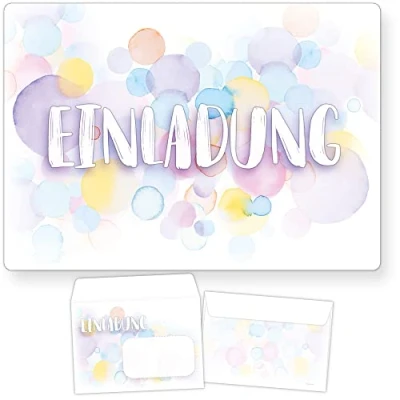 Abbildung von beriluDesign 12 Einladungskarten zum Kindergeburtstag mit Umschlägen Geburtstagseinladung Aquarell