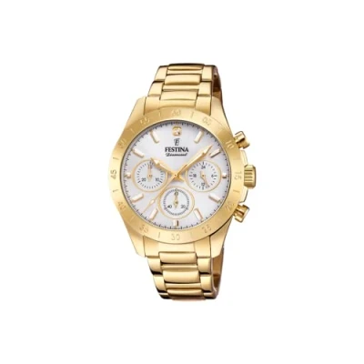 Abbildung von Festina Damen Chronograph Quarz Uhr mit Edelstahl Armband F20400/1