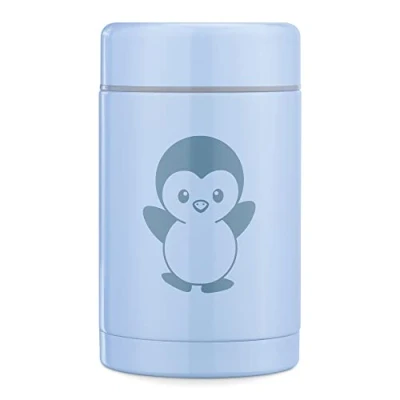 Abbildung von Navaris 500ml Thermobehälter für Babybrei Edelstahl Thermobecher Essen Snacks Thermo Behälter Isolierbehälter auslaufsicher blau