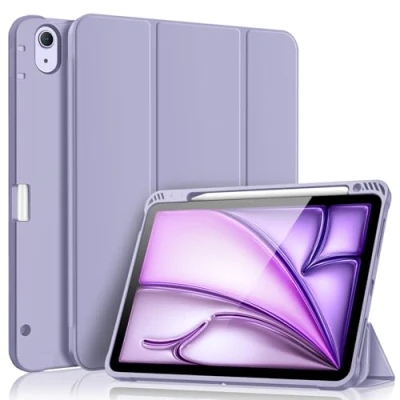 Abbildung von Fintie Hülle für iPad Air 11 Zoll M2 (2024), 5. Generation (2022) / 4. Gen 10,9 mit Stifthalter, Soft TPU Rückseite Abdeckung Schutzhülle Intelligent Case, Violett