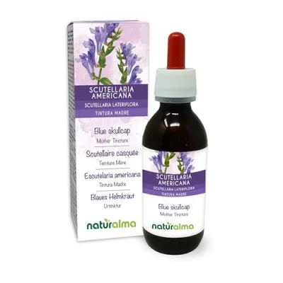 Abbildung von Blaues Helmkraut oder Virginisches (Scutellaria lateriflora) Kraut Alkoholfreier Urtinktur Naturalma Flüssig Extrakt Tropfen 120 ml Nahrungsergänzungsmittel Veganer