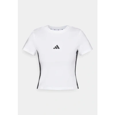 Abbildung von adidas Sportswear Essentials Stripes SLIM Tshirt print, Damen, Größe: XL, White/black