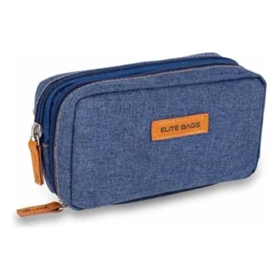 Abbildung von Elite Bags Kühlbeutel für Diabetiker, Farbe: Dunkler Jeansstoff, Insulinpen und Blutzuckermessgerät