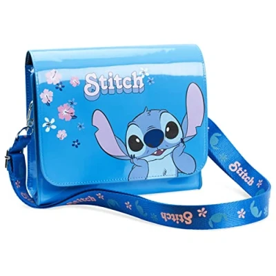 Abbildung von Disney Handtasche Stitch Tasche Umhängetasche Kinder Mädchen Schultertasche Offizieller Fanartikel Frozen Eiskönigin Lilo und Geschenke (Blau Stitch)