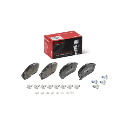 Abbildung von BREMBO P 24 235 Bremsbelagsatz mit akustischer Verschleißwarnung Anti Quietsch Blech, Bremssattelschrauben Zubehör FORD: Ranger Mk3