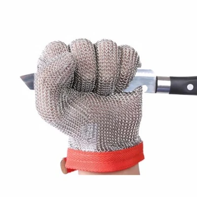 Abbildung von ThreeH Edelstahlhandschuhe mesh Schnittfest Stabbeständige Schutzhandschuhe zum Schneiden Arbeiten GL08 M (1 Stück)