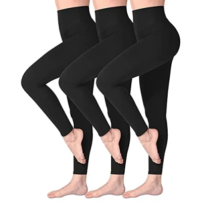 Abbildung von SINOPHANT Leggings Damen High Waist Blickdicht Leggins mit Bauchkontrolle für Sport Yoga Gym(3 Schwarz,L XL)
