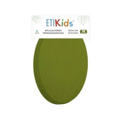 Abbildung von Haberdashery Online 6 Patches zum aufbügeln Farbe Khaki Grün. Bügeleisen Reparatursatz 16 x 10 cm. RP19