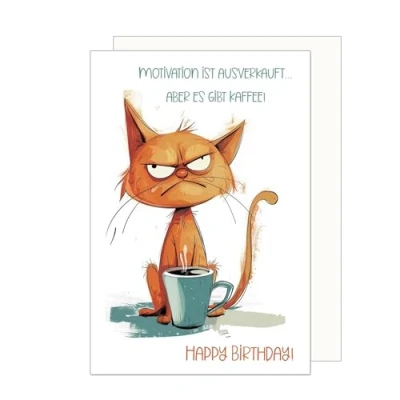 Abbildung von Edition Seidel Premium Geburtstagskarte mit Umschlag. Glückwunschkarte Grußkarte Karte Geburtstag Happy Birthday Mann Frau Katze lustig Humor (G3702 SW025)