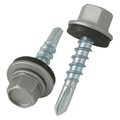 Abbildung von 4.8 mm x 35 Dachschrauben, Sechskantkopf Selbstbohrend Mehrfarbig (RAL 9007 Graualuminium) Schrauben mit versiegelter EPDM Unterlegscheibe, rostfreie, Verzinkte, Gehärtete (50 Stück)