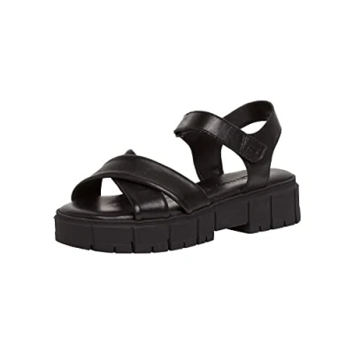 Abbildung von Tamaris Plateausandalette, Damen, Größe: 38, Black leather Schuhe